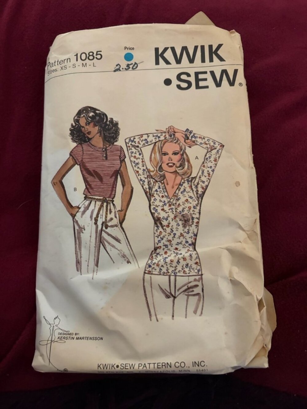 Top Stretch Knit Shirt XS S M L Kwik Sew Sewing Pattern 1085 VTG UC Pullover